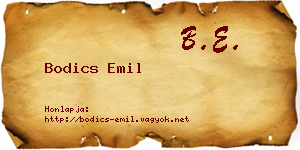 Bodics Emil névjegykártya